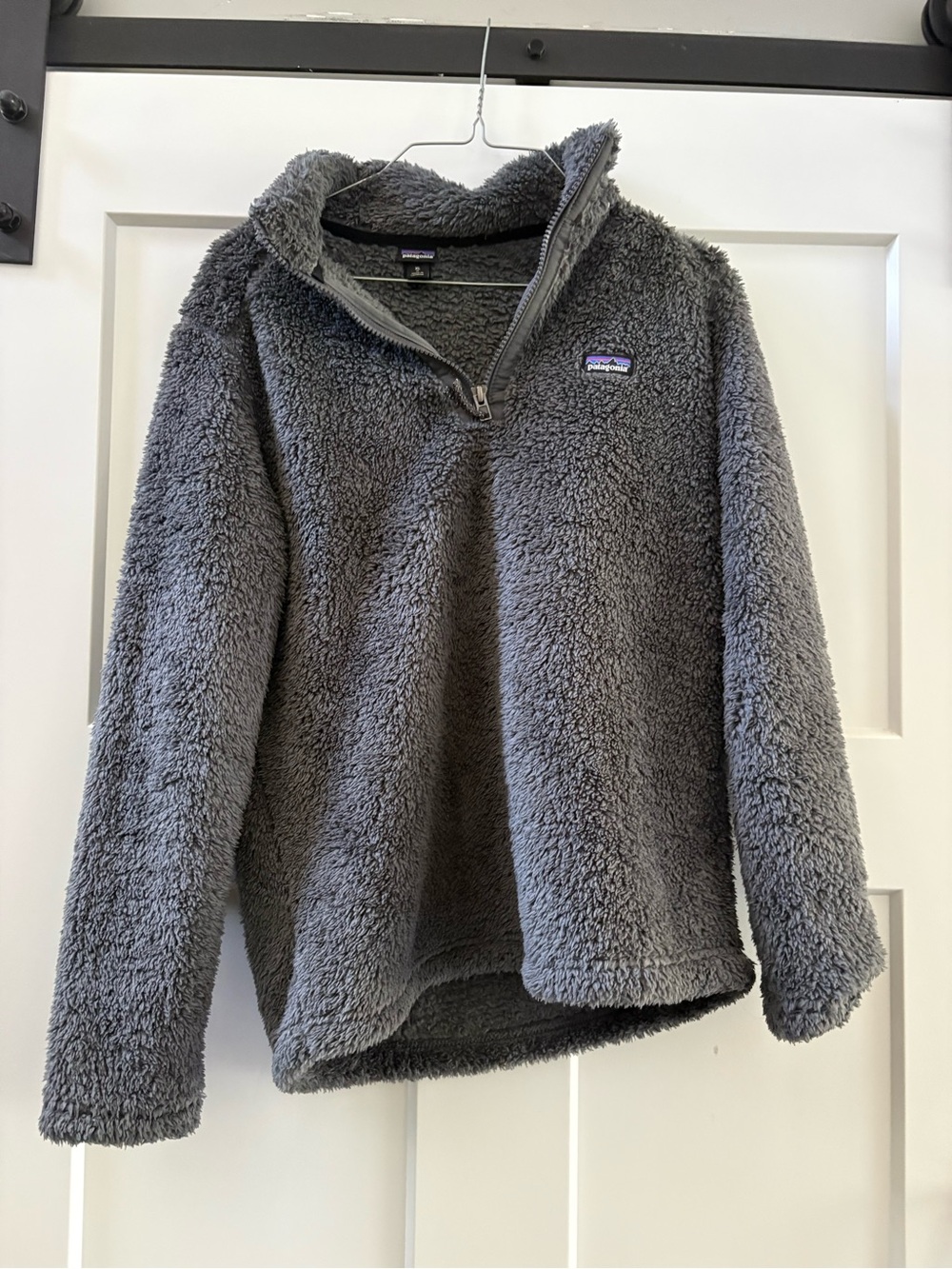 Patagonia Kids Gray Sherpa Quarter-Zip Pullover